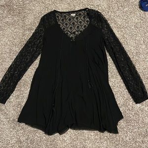 Black lace long sleeve dress